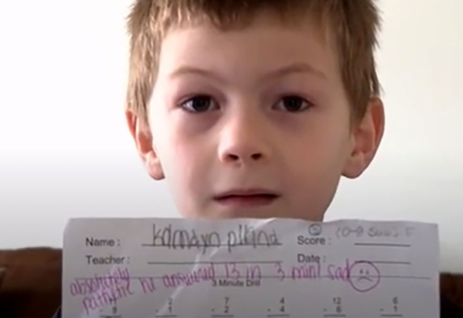 Teacher Writes ‘Downright Pathetic’ on 7-Year-Old’s Math Test